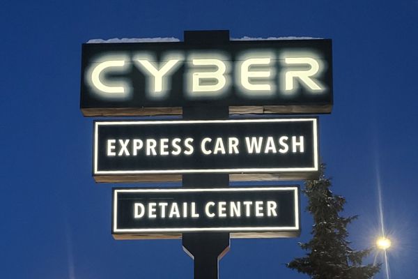 Cyber Car Wash Large Pole Sign