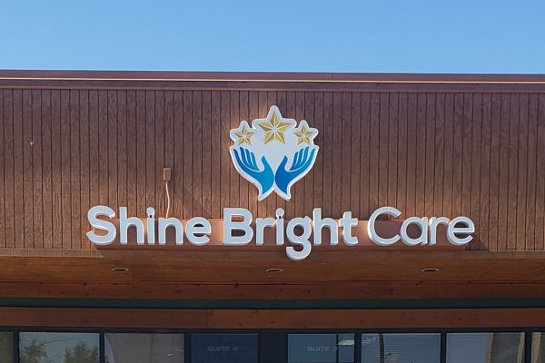 Shine Bright Care Face Lit Channel Letters