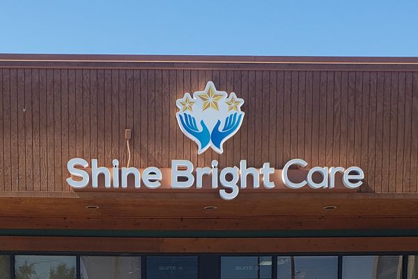 Shine Bright Care Face Lit Channel Letters