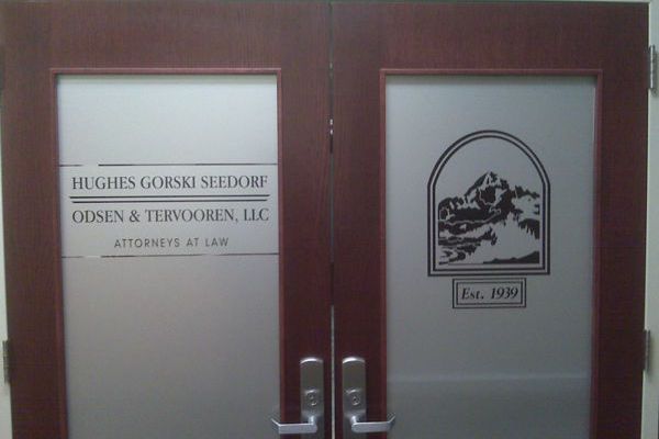 Frosted Vinyl Background with Black Vinyl Logo Applied Over Top