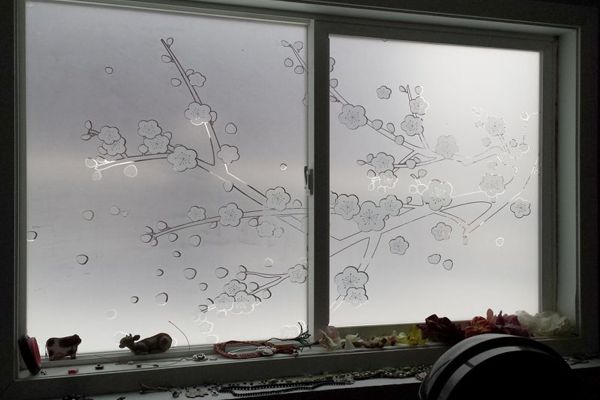 Etch Vinyl Cherry Blossom Window