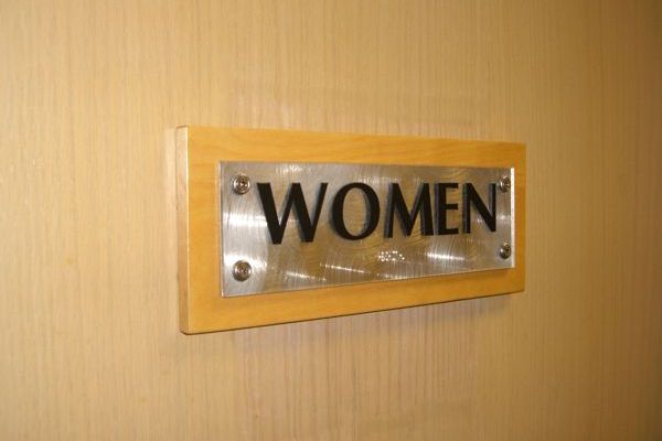Wood Metal and Acrylic Restroom Sign