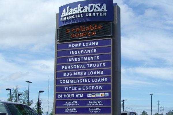 Alaska USA Financial Center Sign